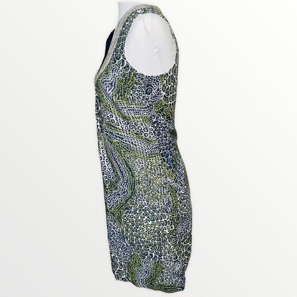 Trina Turk Blue Metallic Brocade Sleeveless Mini Dress Size 2 - Picture 2 of 10